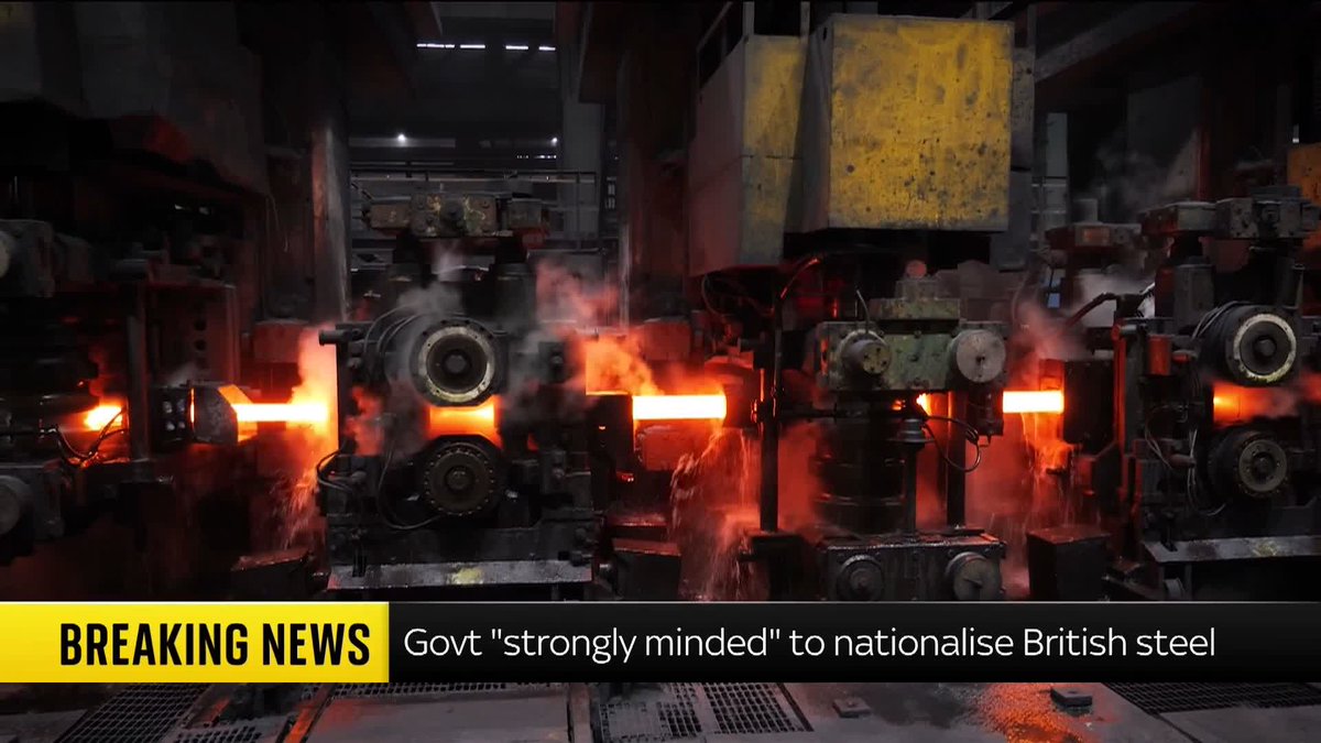 BREAKING: Britain is "strongly minded" to nationalise British Steel, the government said in a statement today, weeks after it announced plans to create new powers to allow it to do so Read more UK news here: 📺 Sky 501 and YT