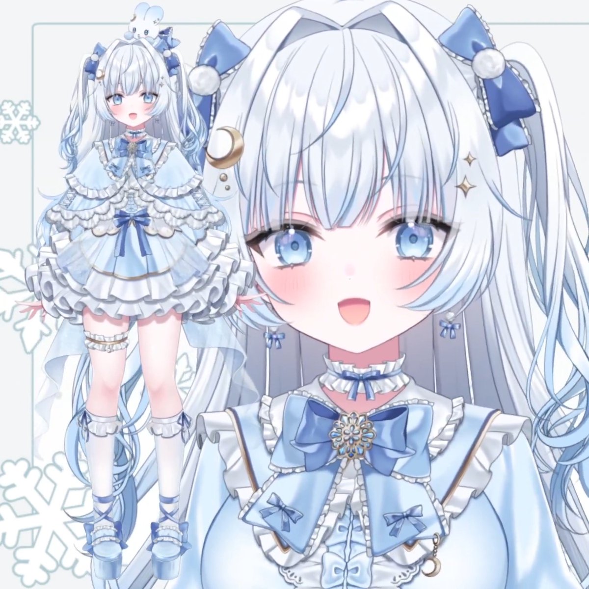 【お仕事】 まにあみ所属(まにあみ【公式】)雪月ましろ様(雪月ましろ❄️🌙)のLive2Dモデリングを担当させていただきました🤍 Illust:うにちき様 @ unixxxchi Youtube→ #Live2D #VtubeStudio #Live2DShowcase