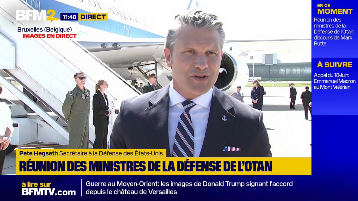 💬"Nous ne pouvons pas vivre dans un monde où d'autres pays se tiennent au bout d'une piste avec une feuille de papier à la main, essayant de décider ce qui décolle ou non" ➡️Le message de Pete Hegseth à son nouvel homologue britannique #BFM2