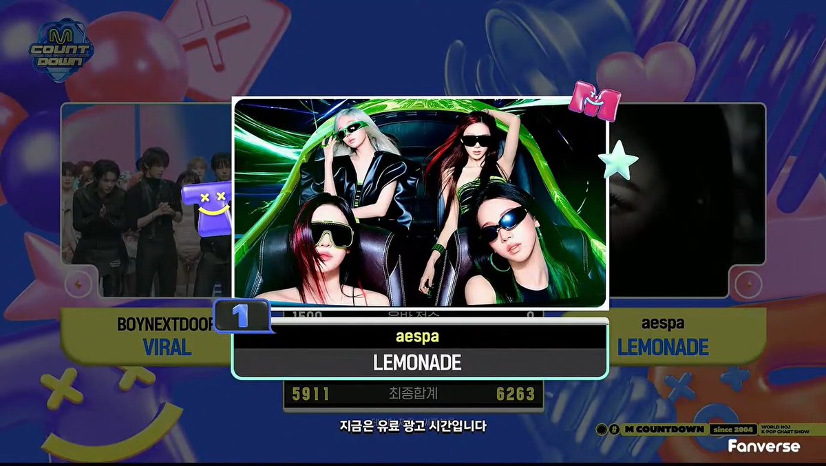 🏆 aespa’s “LEMONADE” takes its 1st win on M Countdown today. Congratulations to aespa & MY! 🍋🥳 #LEMONADE1stWin #aespa52ndWin #aespa #에스파 (260618)