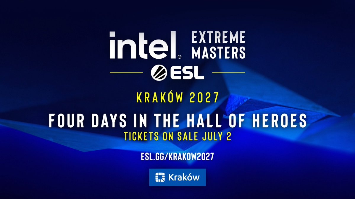 FOUR days in the Hall of Heroes 4️⃣ Kraków #IEM Kraków 2027 tickets go LIVE July 2nd 2026 📆