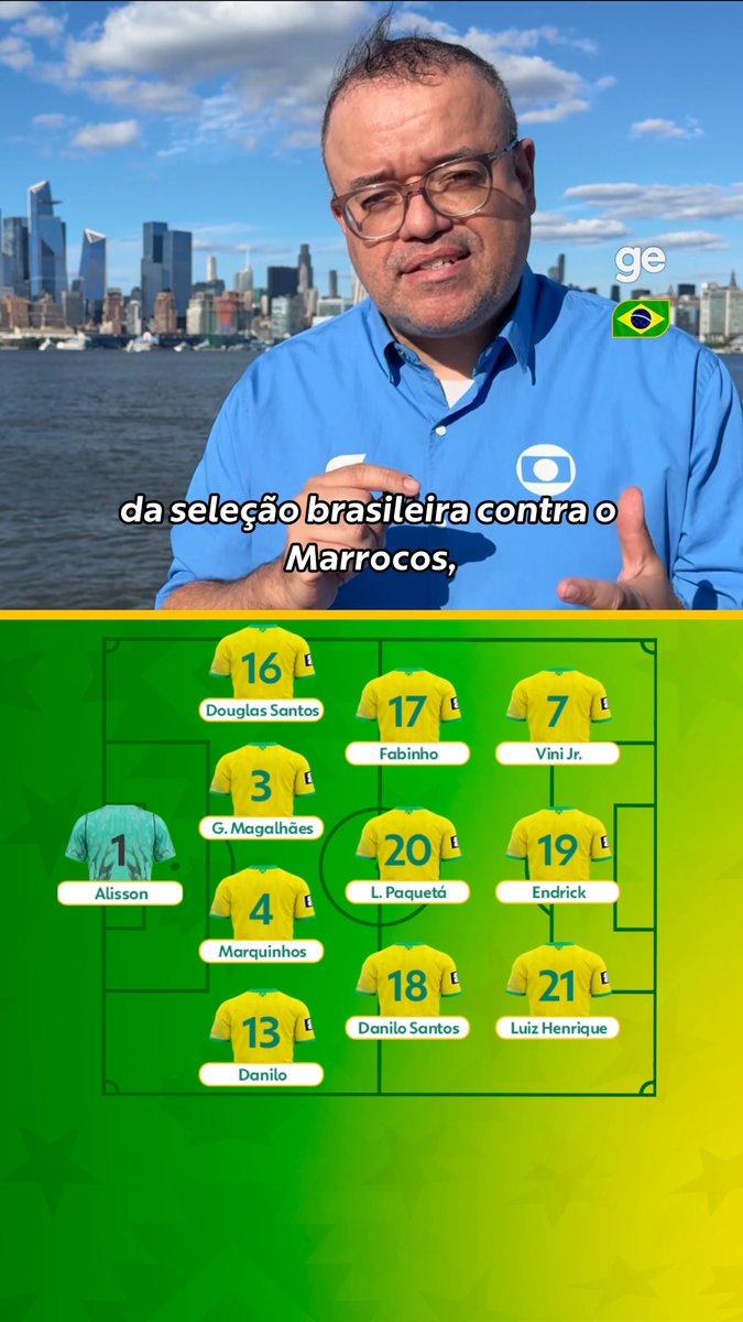 As mudanças do Eve! Nosso narrador quer ver um meio de campo com Paquetá, Danilo e Fabinho, e Endrick e Luiz Henrique fazendo companhia para Vini Jr. no ataque. Gostaria de ver a escalação do Brasil dessa forma, torcedor? #CopaNaGlobo #ge2026 #brasil #futebol