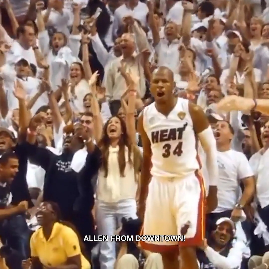 Rebound Bosh... Back out to Allen... His 3-pointer... June 18, 2013 - 13 years ago today where were you when "The Shot" went down?