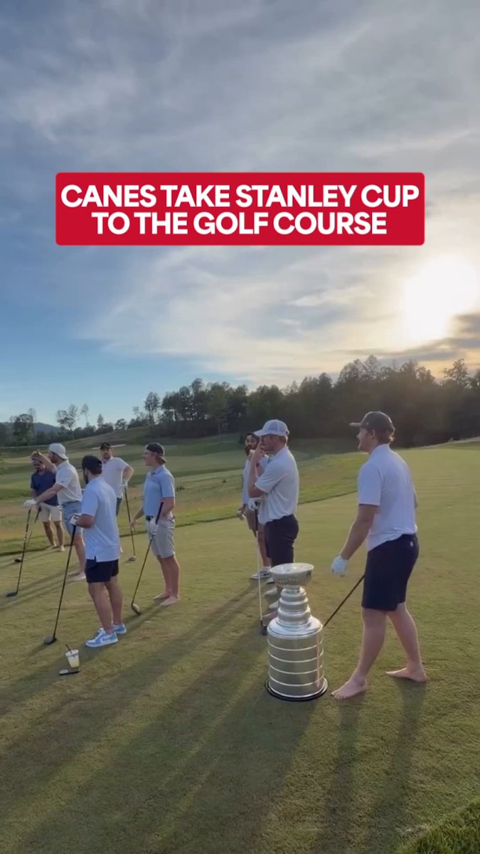 The Carolina Hurricanes celebrations with the #StanleyCup continue! ⛳️ (🎥: IG/jesperikotkaniemi)