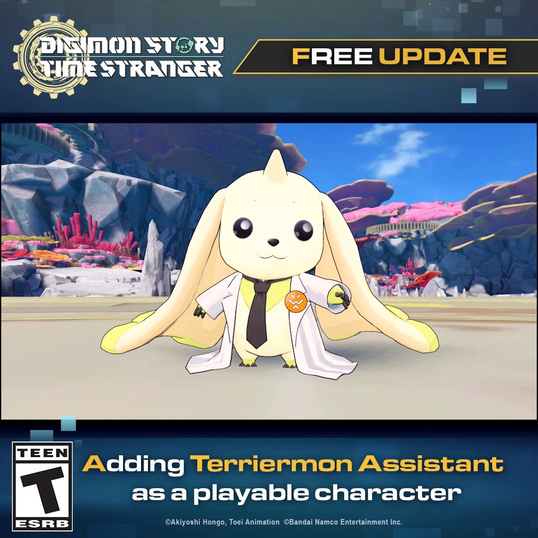 Terriermon Assistant will finally be playable! Its Special Move, “Dai-Badgy-Gu”, has a 100% chance of 60% reduction to random stat for 1 turn! Let's unlock it through Mode Change from Terriermon!