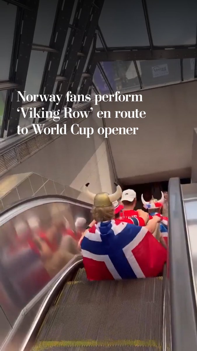Ahead of a World Cup match with Iraq, Norway fans took to the streets of Boston, performing the traditional "Viking Row."