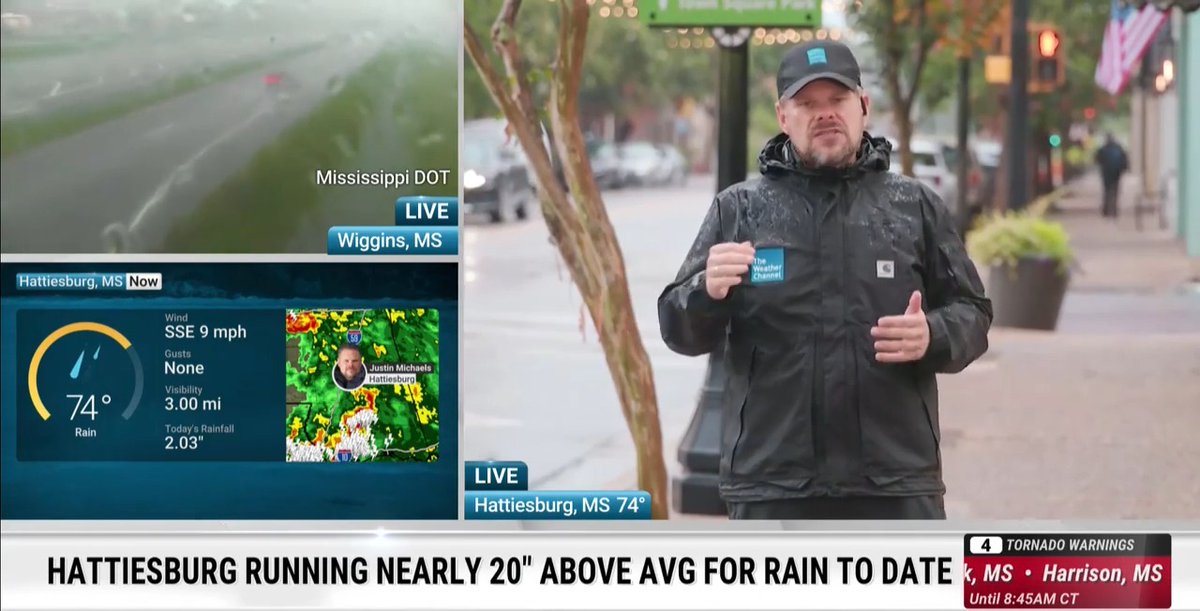 As tropical moisture triggers heavy downpours across the Gulf Coast, local waterways are being monitored closely for rising flood levels. Senior National Correspondent Justin Michaels has more from Hattiesburg, Mississippi: