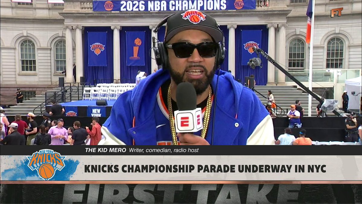 "What I've seen the most ... is peace and love. ... Everybody is unified in this Knicks championship." —THE KID MERO 🇩🇴 on the Knicks championship parade 🏆
