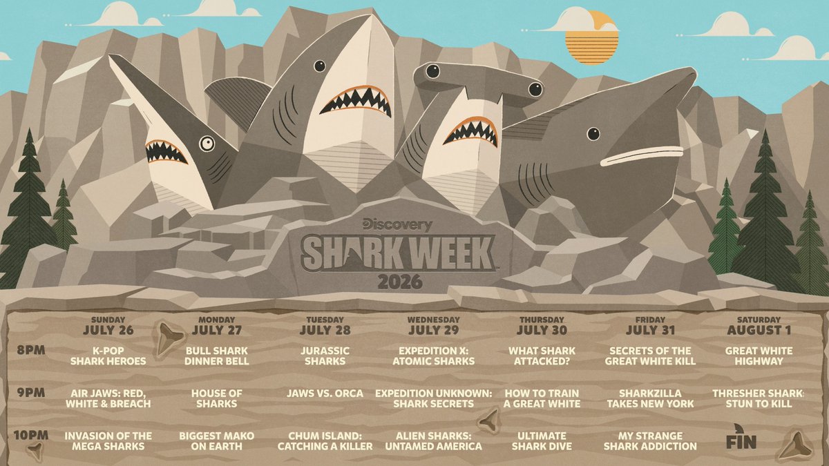 Is this the Greatest Shark Week Schedule in History!? 👀 👩‍🎤 K-Pop & Sharks 🤯 Can sharks be trained? 👽 America’s most BIZARRE underwater creatures 😍 … And a shark boyfriend!? We want to know: Which shows are at the top of your watchlist? #SharkWeek returns Sunday, July 26 on Discovery.