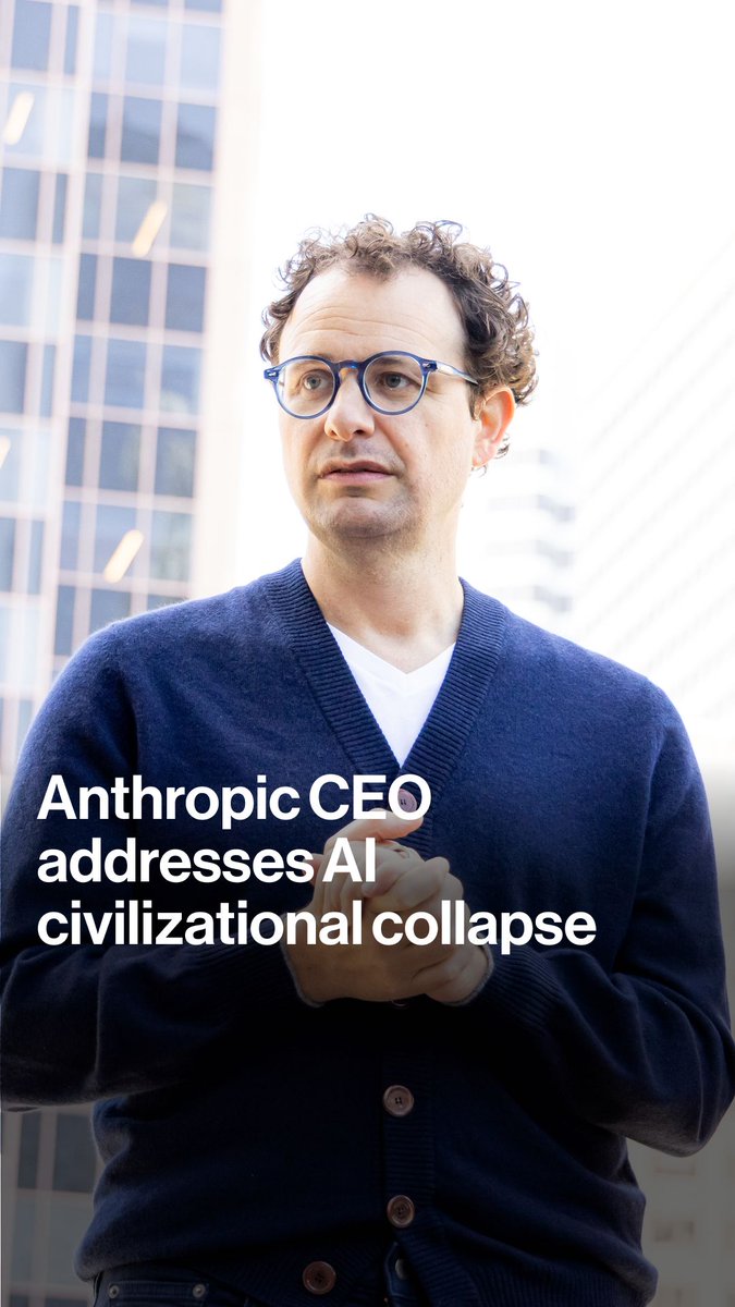 Could a model built by Anthropic cause civilizational collapse? Anthropic CEO Dario Amodei and @EmilyChangTV discuss on The Circuit his own estimate of a 10% to 25% risk and the need for global checks, balances and rigorous internal defense mechanisms
