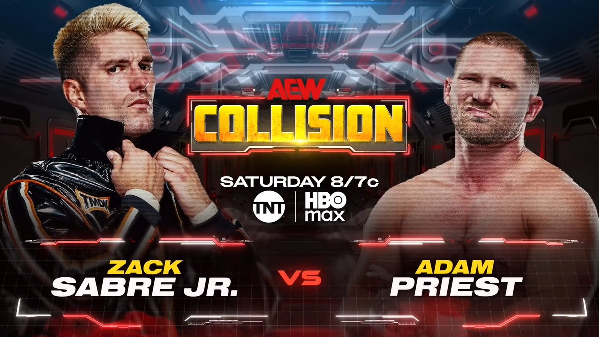 #AEWCollision 8/7c TNT &amp; HBO Max This Saturday, 6/20! @ZackSabreJr vs Dirty White Boy ZSJ came face-to-face with his #ForbiddenDoor opponent Kenny Omega on Dynamite. Ahead of his match at #ForbiddenDoor, the leader of TMDK will COLLIDE with Adam Priest, THIS SATURDAY!