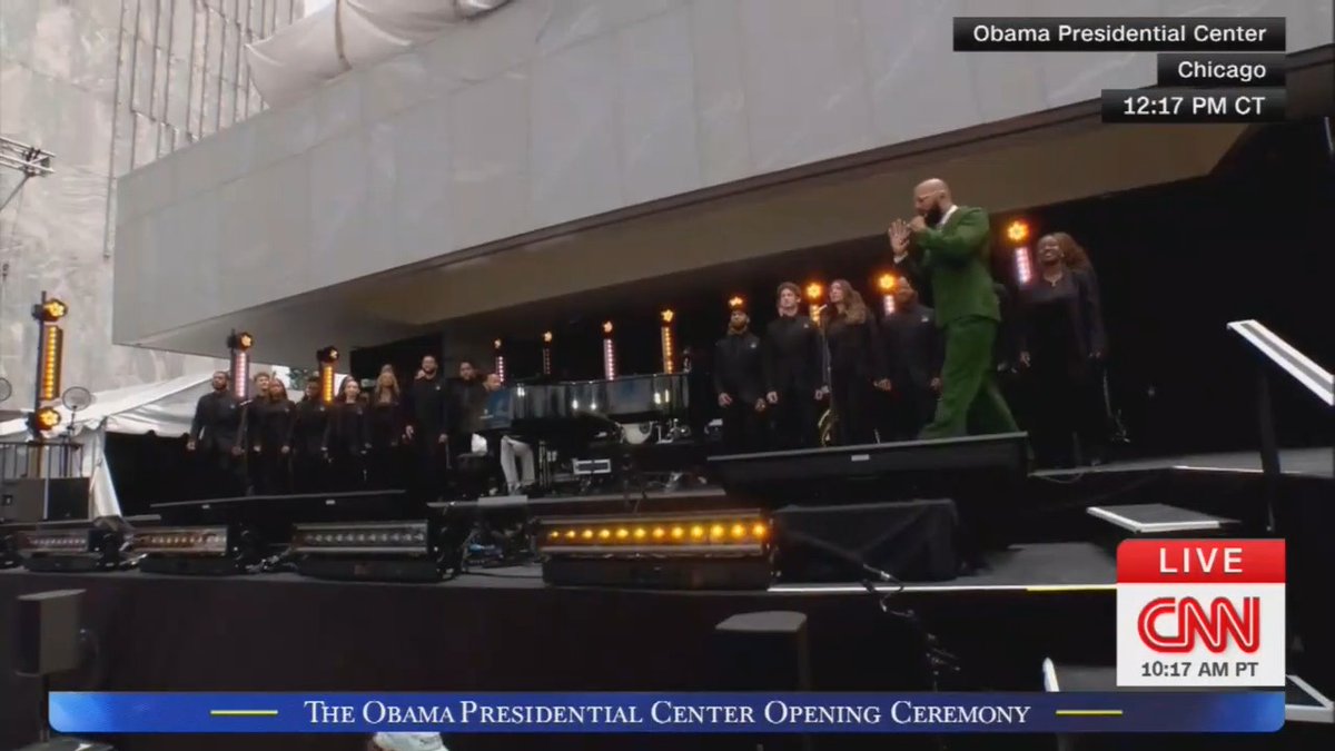 John Legend and Common perform together at the Obama Presidential Center grand opening