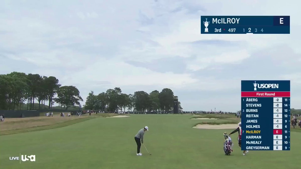 Rory McIlroy hits a pure approach to set up birdie and go T-3 at Shinnecock 🎯