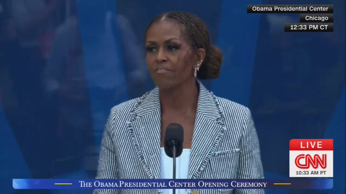 Barack Obama tears up while listening to Michelle speak about his life of public service