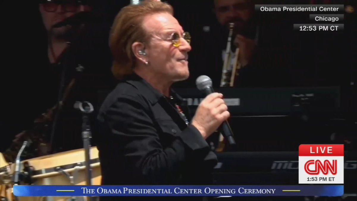Bono changes the lyrics of City of Blinding Lights to honor Michelle Obama