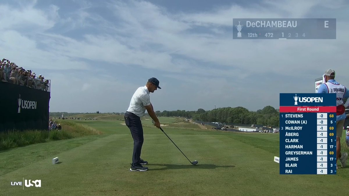 Bryson DeChambeau's drive traveled 427 yards (!!) en route to birdie on the 12th at Shinnecock 🚀🤯 (with a kick from Tuckahoe Road)