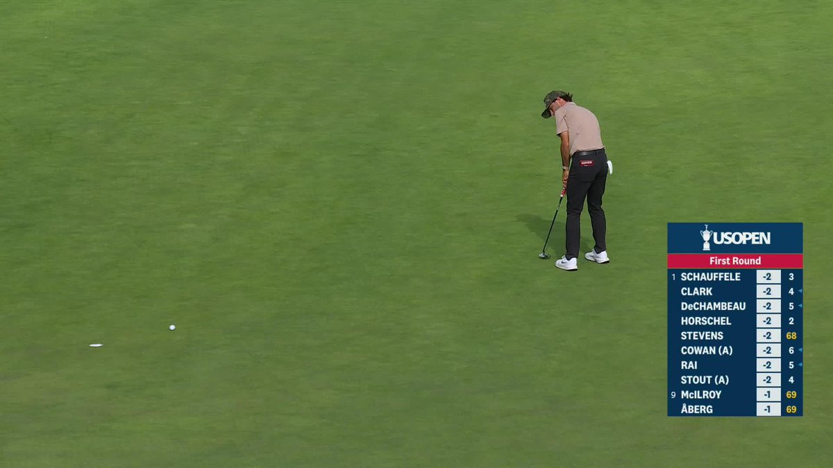 Your solo leader at Shinnecock... Ryder Cowan! The amateur has 3 birdies in his first 8 holes.