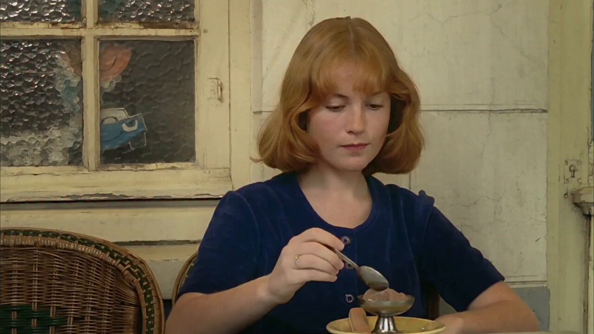 In her silent anonymity, she is like the unknown girls in paintings such as Vermeer's The Lacemaker. Isabelle Huppert in La Dentellière “The Lacemaker”dir. By Claude Goretta, 1977