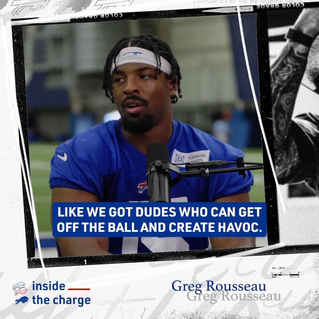 "Our personnel is aggressive too... we got dudes who can get off the ball and create havoc." - Gregory Rousseau 🪬 on the new Bills defense. 📺: