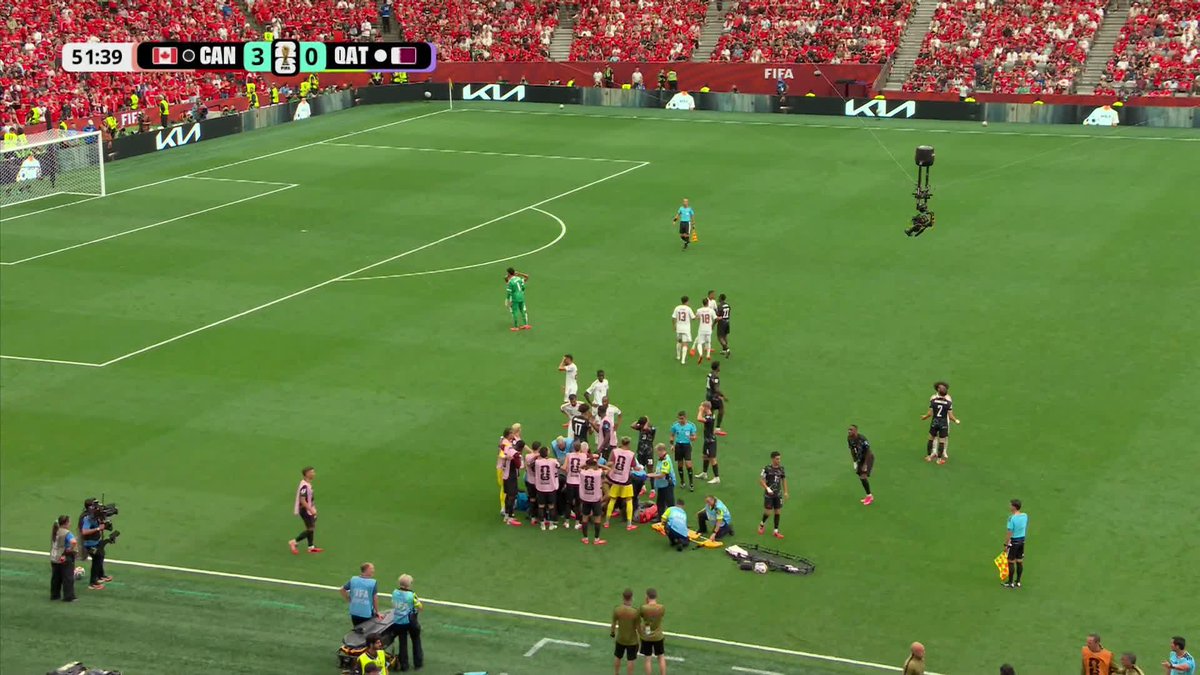 Assim Madibo has been handed a red card following a tackle on Ismaël Koné. #FIFAWorldCup