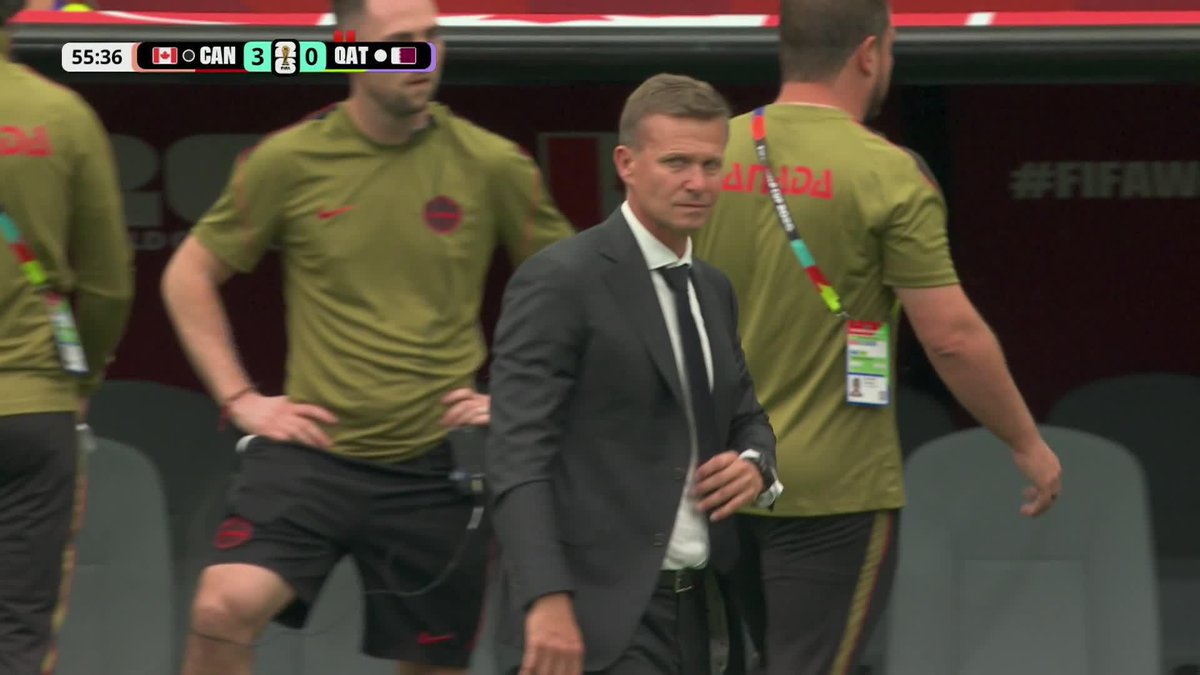 Moïse Bombito seems visibly emotional after Koné's injury. #FIFAWorldCup