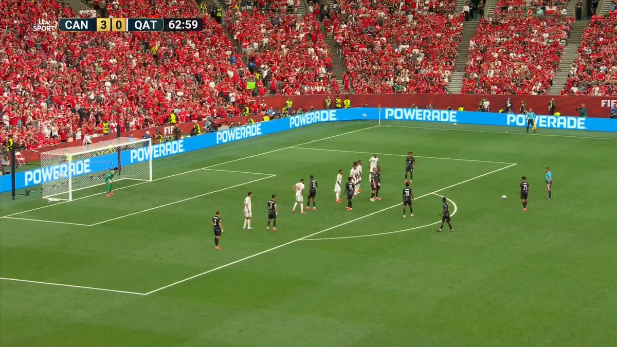 Such class from Saliba after a PERFECT free-kick for a fourth👌🏻 The Canadian honours Koné by holding his shirt to crowd after he was stretchered off 🫶