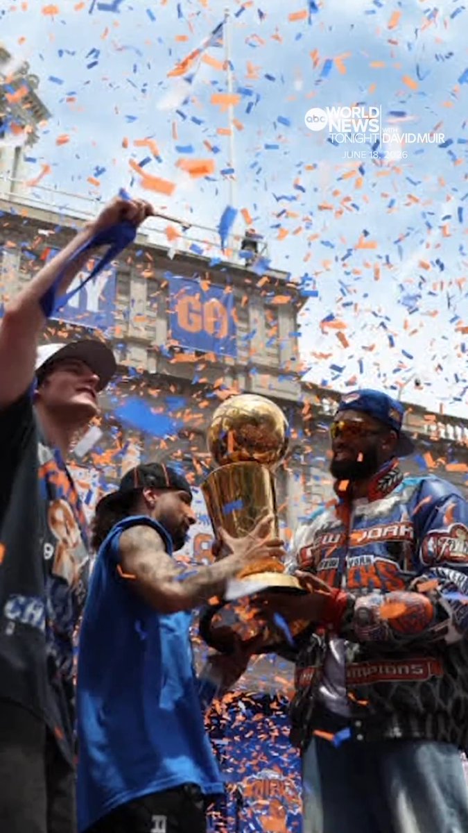 As the New York Knicks celebrate their victory 53 years in the making, David Muir reports on the other New York City heroes – from the USPS worker delivering mail in the parade, to the surprise for a young fan that won a Jalen Brunson lookalike contest.