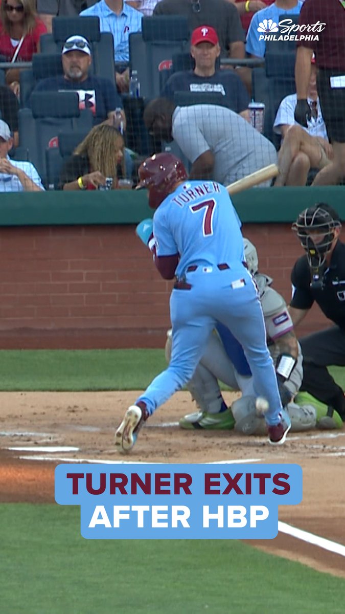 Trea Turner has exited the game with a right calf contusion.