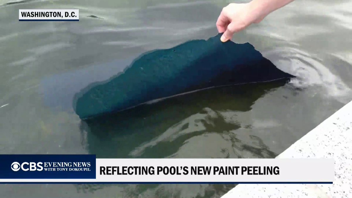Paint was seen peeling from the bottom of the Lincoln Memorial Reflecting Pool after the Trump administration's $14 million renovation.