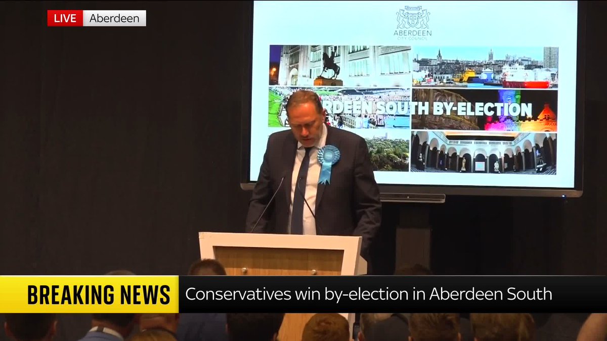BREAKING: "The people of Aberdeen have given a resounding answer that we back the oil and gas industry." Conservative MSP Douglas Lumsden speaks after winning the Aberdeen South by-election. 📺 Sky 501, Virgin 602, Freeview 233 and YouTube