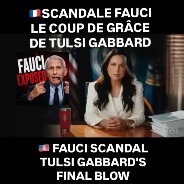 Post 🇫🇷 & 🇺🇸 🇫🇷🚨📣 Scandale #Fauci : L’ultime dossier secret de Tulsi Gabbard avant son départ 🔥 « Aujourd'hui, pour mon dernier jour en tant que directrice du renseignement national, je publie des communications et des documents inédits. Ils révèlent comment le Dr Fauci a injecté des millions de dollars du contribuable américain pour financer des recherches dangereuses sur le gain de fonction au laboratoire de Wuhan. Ils montrent aussi comment il a collaboré avec des éléments politisés de la communauté du renseignement pour étouffer la vérité sur ses actions et masquer l'origine de la fuite de laboratoire du virus. Enfin, ils prouvent qu'il a menti au Congrès sous serment en 2024. Il est temps que vous sachiez la vérité. » 🎥 Écoutez ATTENTIVEMENT chaque seconde de cette vidéo de 5 minutes que j'ai traduite pour vous. 🇺🇸🚨📣 Fauci Scandal: DNI Tulsi Gabbard ’s ultimate secret dossier before her departure 🔥 Today, on my final day as Director of National Intelligence, I’m releasing never-before-seen communications and documents exposing how Dr. Fauci provided millions in US taxpayer dollars to fund dangerous gain-of-function research at the Wuhan lab, worked with politicized elements within the Intelligence Community to suppress the truth about his actions and hide the virus’ lab-leak origins, and lied to Congress while under oath in 2024. It’s time you know the truth. 📍 🇺🇸🦅🇫🇷 Sylvia Miami 🇫🇷🦅🇺🇸 👉 #SylviaMiami #TulsiGabbard #DrFauci #Fauci #Wuhan #FauciFiles #LabLeak #GainOfFunction #Scandale #BreakingNews #TruthOut