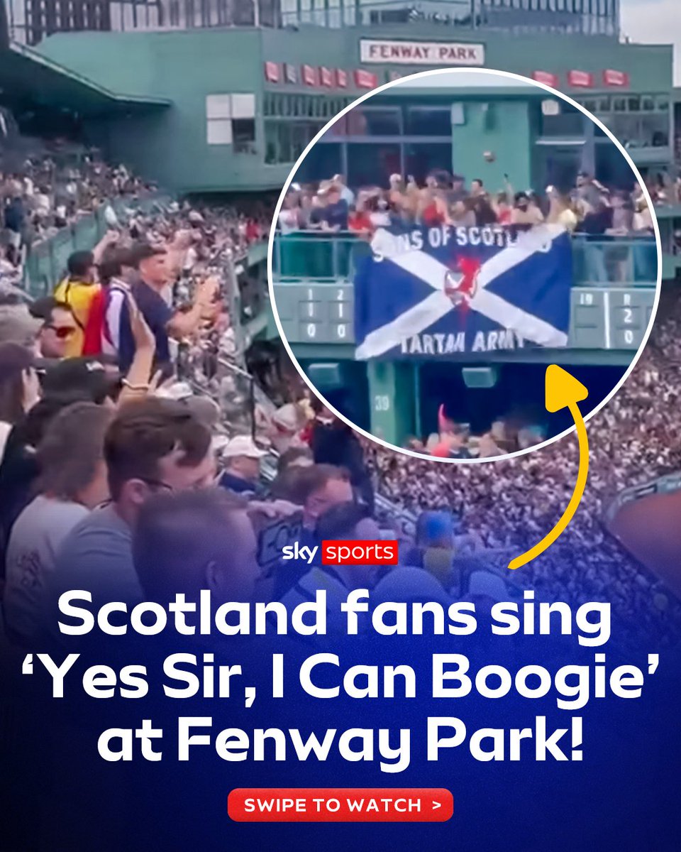 Scotland fans sing Yes Sir, I Can Boogie at Boston’s Fenway Park 🏴🇺🇸 📹 heraldscotland