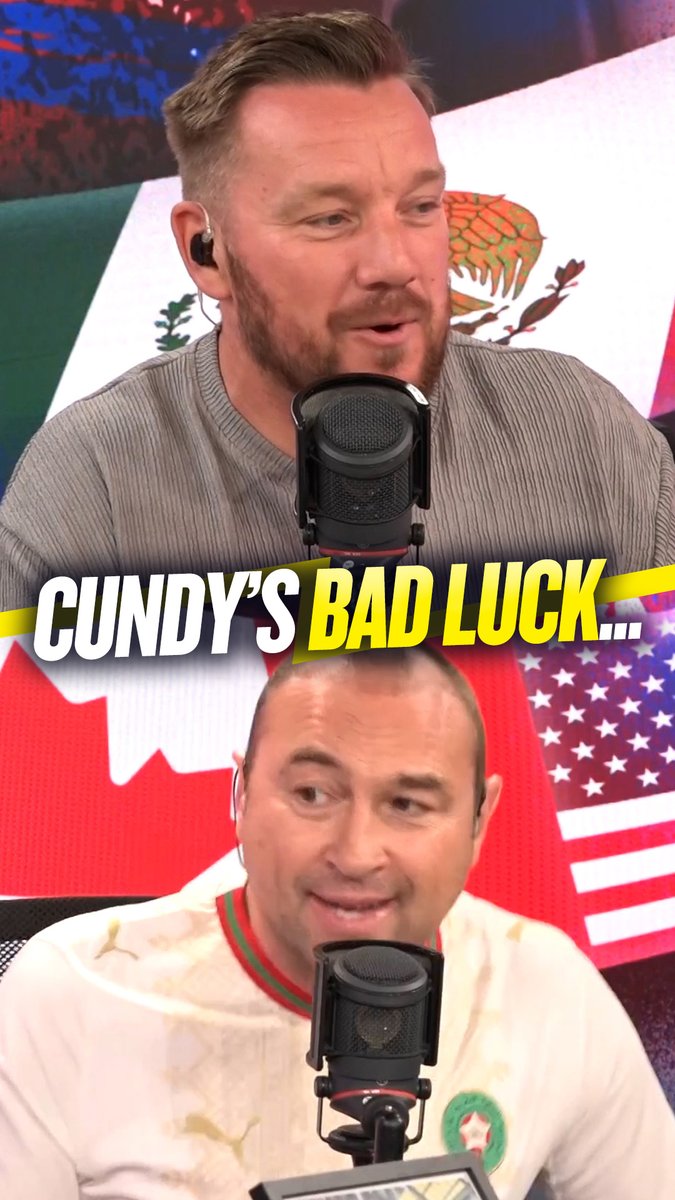 ☕️ "I just spilt coffee down my shirt just before we went on air..." 👕 "I had to find a T-shirt and this was thrown at me." 🏴 "They're playing Scotland, aren't they?" Cundy's bad luck meant he had to wear this Morocco shirt a few days after wearing his Haiti shirt on air 🤣