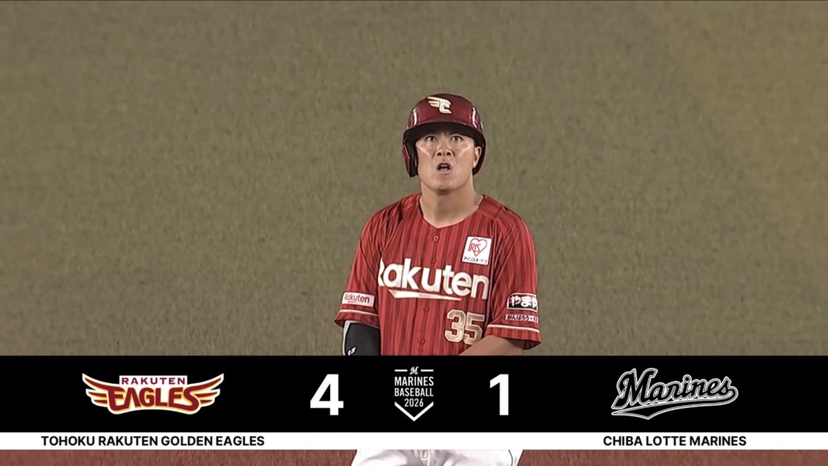 【3回表:M 1-4 E】 2死2,3塁のチャンスで #渡邊佳明 選手! 左中間を破るタイムリーツーベースで 貴重な追加点‼️ #RakutenEagles #強鷲革新