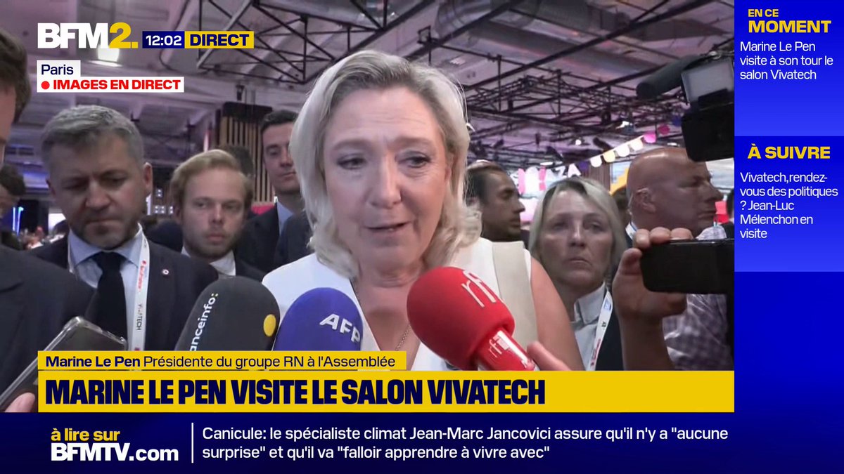 💬"Les écologistes vous tordent des études (...) pour réussir à vous convaincre de ne pas le faire" ➡️"L'absurdité, c'est de faire mourir les gens de chaleur": Marine Le Pen appelle appelle à nouveau à un "grand plan" climatisation #BFM2