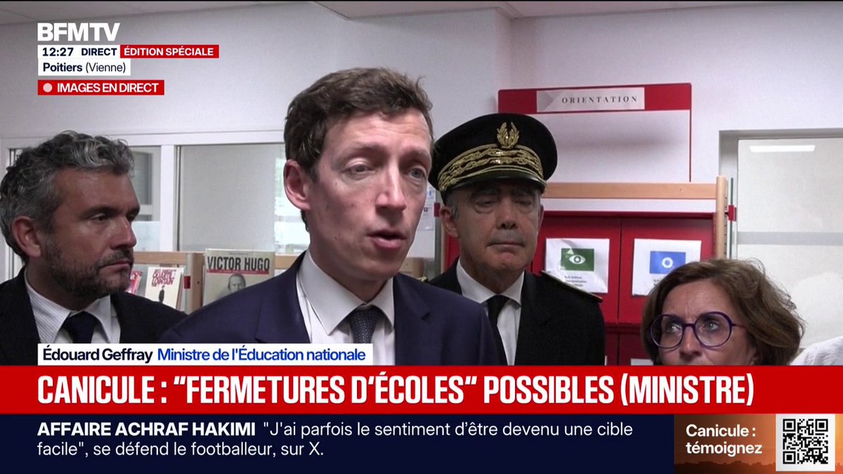 Canicule: Édouard Geffray évoque "784 écoles et collèges qui ont décidé des aménagements d'horaires"