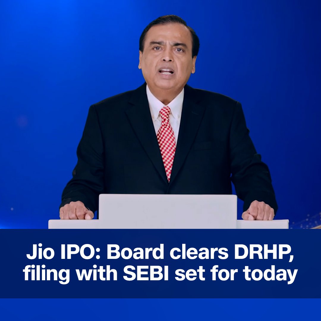 Shri Mukesh Ambani at #RILAGM announces the Jio Platforms’ board approval of DRHP and its filing with SEBI today. #Jio #RILAGM2026