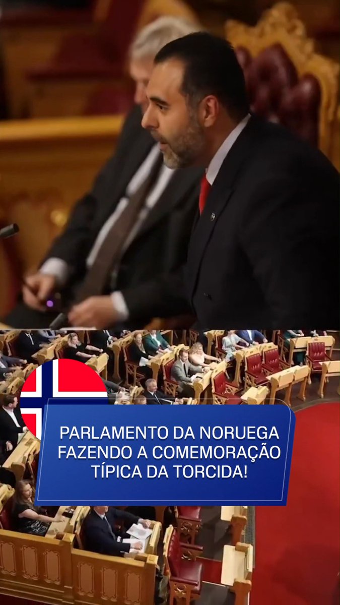 Simplesmente o parlamento da Noruega fazendo o "Ro", um dos movimentos mais tradicionais da torcida nórdica para apoiar a equipe durante a Copa do Mundo! 🎥ESPN FC via Stortinget Assista à Copa do Mundo FIFA pela CazéTV, no #DisneyPlus, sem custo adicional. #ESPN2026 #FIFAWorldCup