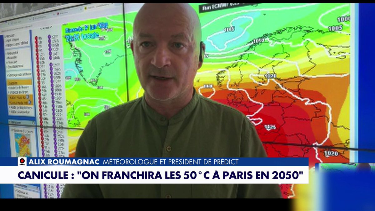 «50 °C en France, la dynamique actuelle nous y amène», avance le météorologue Alix Roumagnac #120MinutesInfo Toute l'info est à retrouver sur