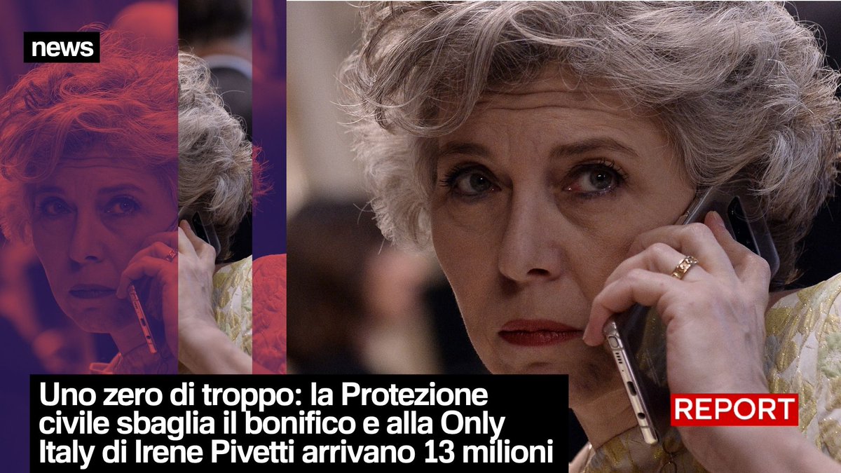 La Protezione civile sbaglia il bonifico e alla Only Italy di Irene Pivetti arrivano 13 mln. Pivetti è oggi sotto processo con l’accusa di aver importato dalla Cina mascherine irregolari durante il Covid. La notizia era stata anticipata da #Report nel 2021, in Questione di zeri