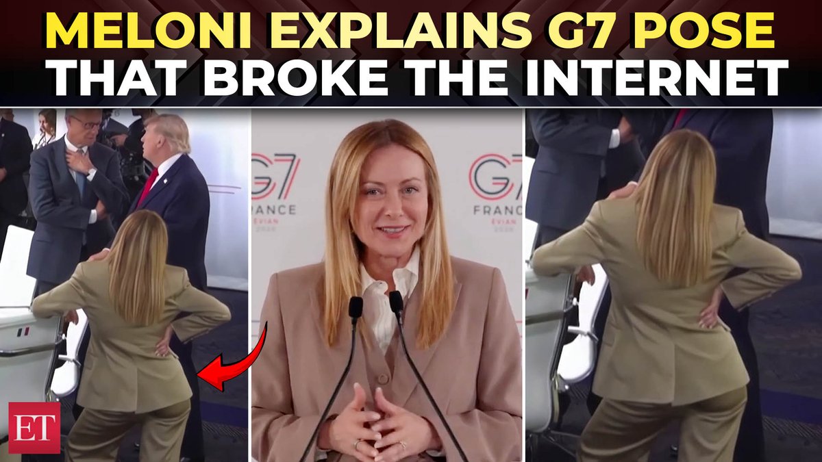 😄📸 'Everyone noticed MY HAND ON MY HIP…': #Meloni REVEALS #truth behind #viral #G7 pose beside #Trump & #Merz 🌍🤳🔴 Catch the day's latest news here ➠ 🗞️