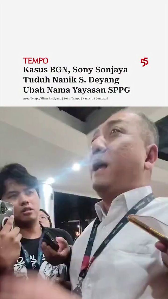 Kuasa hukum Sony Sonjaya, Krisna Murti ungkap Kepala BGN saat ini Nanik S. Deyang pernah mengubah nama yayasan beberapa kali dan juga diduga turut memiliki yayasan yang menjadi mitra BGN.