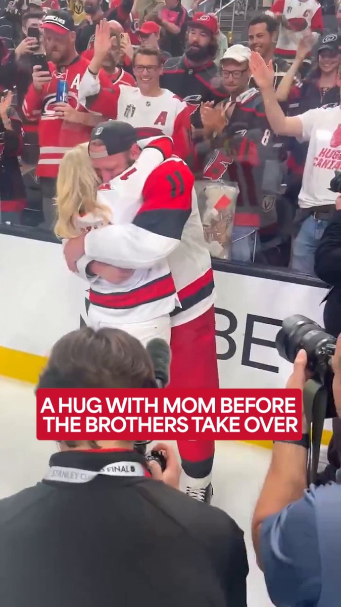 From Mom's hug to full Staal Surge! 😆 #StanleyCup (🎥: Eric Francis)