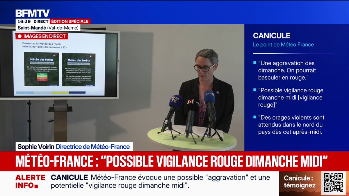 Canicule: "Les journées de début de semaine pourraient faire partie des journées les plus chaudes jamais observées", déclare Sophie Voirin, directrice de Météo-France