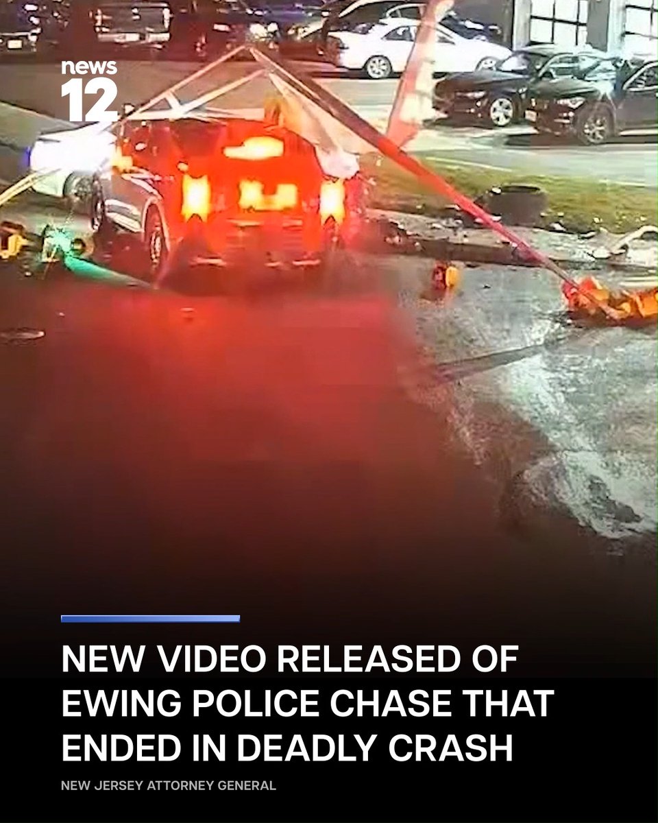 VIDEO RELEASED: The New Jersey Attorney General’s Office has released video footage and identified the #Ewing police officers involved in a pursuit that ended in a fatal crash in 2025. -