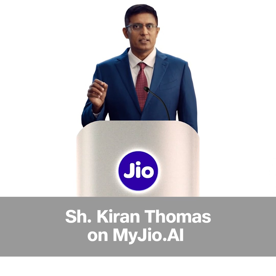 "We are transforming MyJio from an app into a personalised Jio AI advisor and relationship manager." - Shri Kiran Thomas at the 49th RIL AGM. #Jio #RILAGM2026