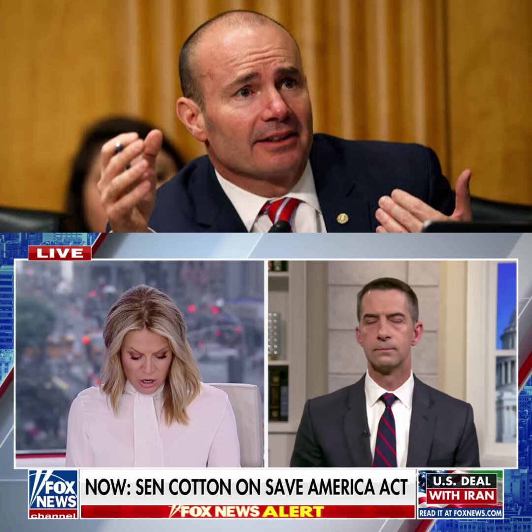 🚨 JUST IN: Sen. Mike Lee SHOOTS DOWN Sen. Tom Cotton (R)'s excuse that we can't pass the SAVE America Act because it doesn't even have "50 votes" LEE: "That’s simply not true. The SAVE America Act has 50 votes." He's right — the voter ID and citizenship only version GOT 50 VOTES, meaning JD VANCE could break the tie if passage needed a simple majority Mike Lee NO MORE EXCUSING INACTION!!