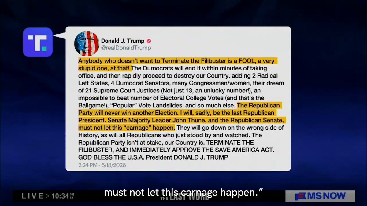 Donald Trump said the GOP will never win another election if the SAVE Act doesn’t pass. I have some bad news for him…