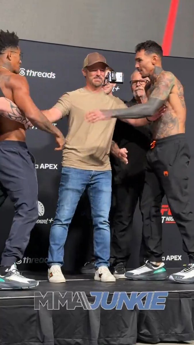 Vinicius Oliveira and Andre Fili share an intense faceoff 👀 #UFCVegas119