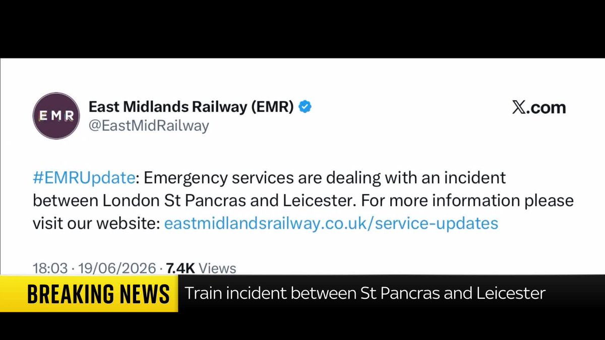 BREAKING: Emergency services are dealing with an incident between London St Pancras and Leicester, East Midlands Railway has said. Live updates: 📺 Sky 501, Virgin 602, Freeview 233 and YouTube